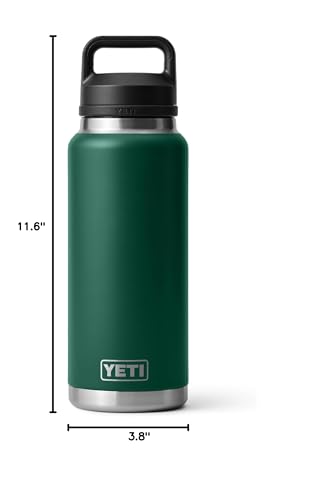 YETI Rambler 36 oz Bottle, Vacuum Insulated, Leakproof, Stainless Steel with Chug Cap - color: Black Forest Green