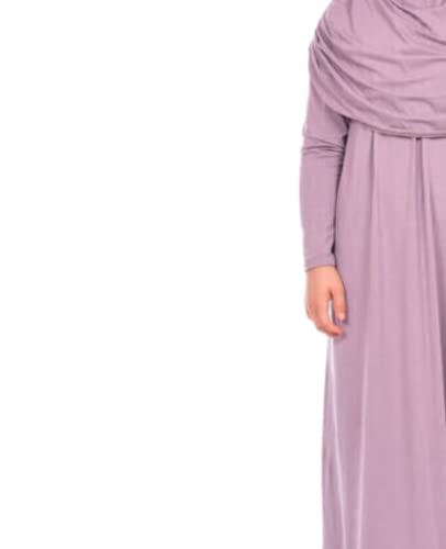 Prien Kids Prayer Dress Muslim Clothes for Girls Long Sleeve Abaya with Hijab Two Piece Maxi Islamic Set Scarf Kaftan Jilbab - color: Lilac