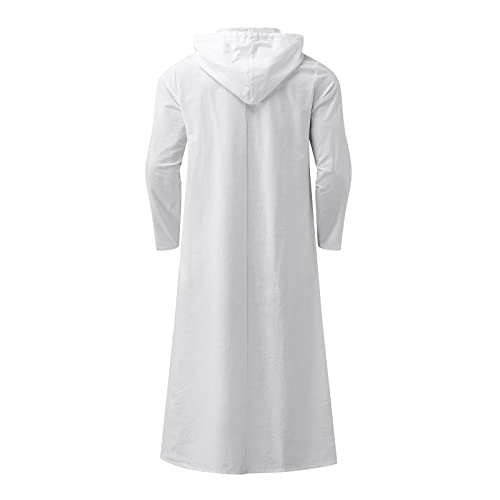 Alalaso Mens Muslim Thobe Kaftan Robe Saudi Arabic Middle East Islamic Long Gown Dress Long Sleeve Clothing Ramadan Jubbah - color: 1-white, size: X-Large