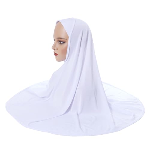 Ready To Wear Hijab For Women Instant Turban Stretch Soft Muslim Scarf For Prayer Long Hijabs Islamic Jersey Abaya - color: White