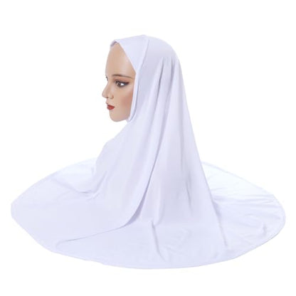 Ready To Wear Hijab For Women Instant Turban Stretch Soft Muslim Scarf For Prayer Long Hijabs Islamic Jersey Abaya - color: White
