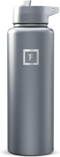 IRON °FLASK 40 oz Wide Mouth Water Bottle with Straw - color: Graphite, style: Straw - 40 Oz (1 Lid)