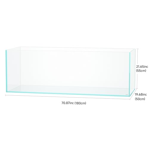 180 Standard Tank 114.19 Gal Rimless Low Iron Aquarium XL Fish Tank, Bookshelf Aquarium, W70.87×D19.69×H21.26 in (180×50×55cm) 19mm Thickness with Black Nano Foam Leveling mat Included - size: 114.2Gal W70.9×D19.7×H21.7 in (180×50×55 cm)