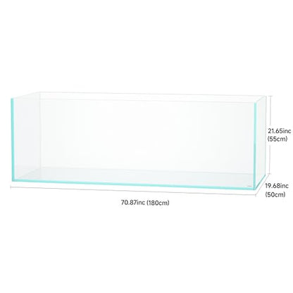 180 Standard Tank 114.19 Gal Rimless Low Iron Aquarium XL Fish Tank, Bookshelf Aquarium, W70.87×D19.69×H21.26 in (180×50×55cm) 19mm Thickness with Black Nano Foam Leveling mat Included - size: 114.2Gal W70.9×D19.7×H21.7 in (180×50×55 cm)