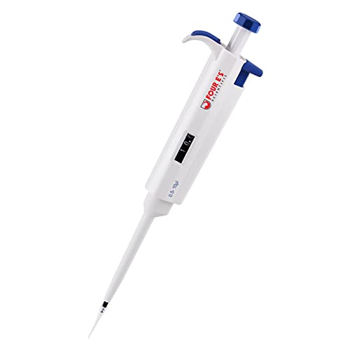 FOUR E'S SCIENTIFIC 0.5-10μL Pipette, Single-Channel Adjustable Pipettor | Manual Micropipette, Clear Volume Display, Lightweight Ergonomic Design - size: 02 (0.5-10ul)