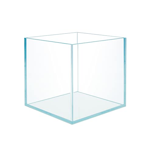 Cube Rimless Frameless Extra Clear All Glass Aquarium, Low Iron Glass Tank, 5mm Glass, White Leveling Mat Included, w/Lids Options - size: 7 GAL 11.8x11.8x11.8 in