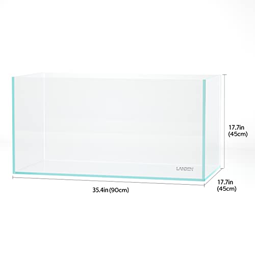 90P 44 Gallon Rimless Low Iron Glass Aquarium Tank, 35.4" L x 17.7" W x 17.7" H, 10mm Ultra Clear Fish Tank with EVA Leveling Mat - size: 44Gal W35.4×D17.7×H17.7 in(90x45x45cm)