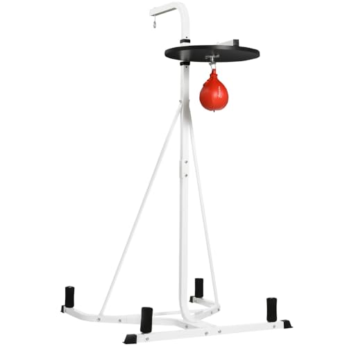 Adjustable Height Punching Bag Stand with Weighted Base for Heavy and Speed Bags, Freestanding Boxing Equipment for Home Gym Training