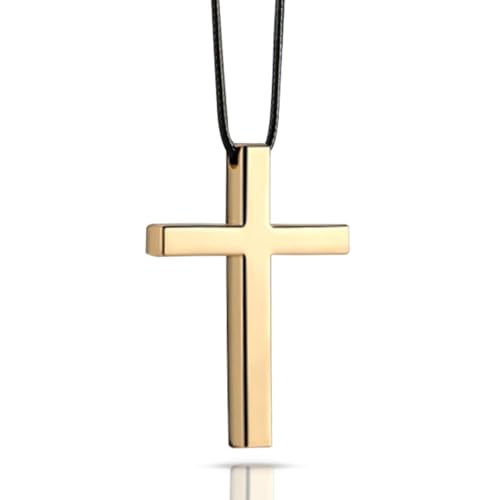 Cross Hanging Ornaments for Car Rear View Mirror, Cross Metal Car Rear View Mirror Charm, Car Ornament Accessories, Cross Pendant Decoration for Car, Truck, Home Decor (Golden) - color: Golden