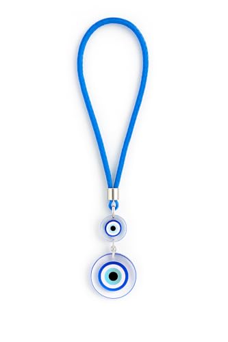 Evil Eye Rearview Mirror Hanging Ornament – Turkish Nazar Boncuk Car Charm, Blue Glass Protection Amulet for Car Interior Decor, Lucky Evil Eye Car Accessory