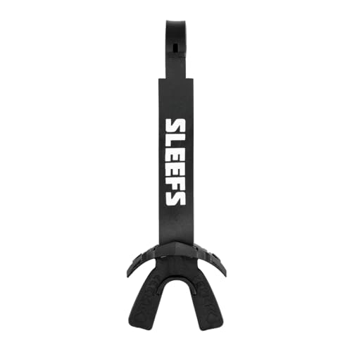SLEEFS X Black Football Mouth Guard - Lip/Mouthguard with Helmet Strap - Lip/Teeth Protector Mouthpiece - Moldable - for Youth/Adults, Men & Women Mouth Guard, Maximum Air Flow, Lacrosse, All Sports - color: Black