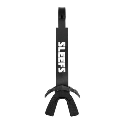 SLEEFS X Black Football Mouth Guard - Lip/Mouthguard with Helmet Strap - Lip/Teeth Protector Mouthpiece - Moldable - for Youth/Adults, Men & Women Mouth Guard, Maximum Air Flow, Lacrosse, All Sports - color: Black