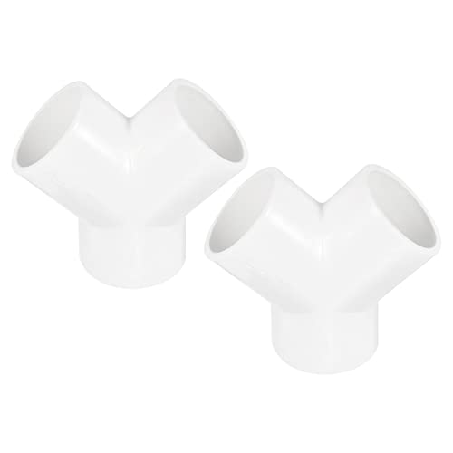 PATIKIL 50mm PVC Pipe Fittings, 2 Pack 3 Way Y Shape Water Tubing Joint Connectors Adapters Union for Garden Irrigation Home Aquarium - size: 50mm