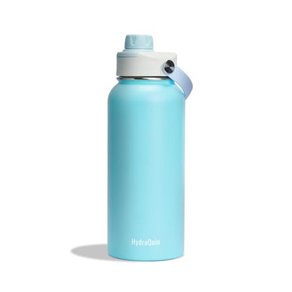 32 oz Insulated Water Bottle Sky Blue Stainless Steel Flask | Keep Cold 24 Hours Hot 12 Hours - Leakproof Twist Spout Lid & Flex Handle - No Straw Metal Water Bottle for Beach & Sport - color: Arctic Breeze