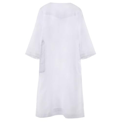 ITODA Embroidered Muslim Arabic Thobe Long Sleeve Kaftan Islamic Ramadan Prayer Robe - color: White-1