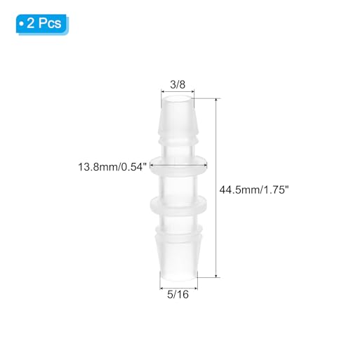 PATIKIL 3/8" x 5/16" Plastic Hose Barb Fitting, 2 Pcs Thru-Bulk Pipe Connectors Barbed Splicer Mender Joint Adapter Union for Aquarium Fuel Gas Liquid Air - size: 3/8" x 5/16"