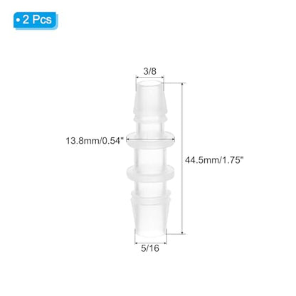 PATIKIL 3/8" x 5/16" Plastic Hose Barb Fitting, 2 Pcs Thru-Bulk Pipe Connectors Barbed Splicer Mender Joint Adapter Union for Aquarium Fuel Gas Liquid Air - size: 3/8" x 5/16"
