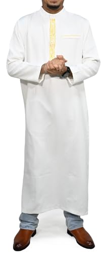 Men's Traditional Ankle-length Robe With Chest Trim And Long Sleeves - size: XX-Large