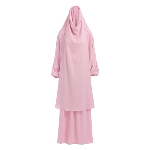 ODIZLI Two Pieces Jilbab and Dress for Muslim Women Long Khimar and Skirt Available for Prayer - color: Pink