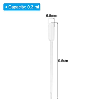 PATIKIL 0.3ml Pipettes Dropper, 60pcs Plastic Pipettes Disposable Pipette Transfer Pipette Calibrated Plastic Eye Dropper for Science Laboratory Resin DIY Crafts Art Makeup Oil - size: 0.3ml
