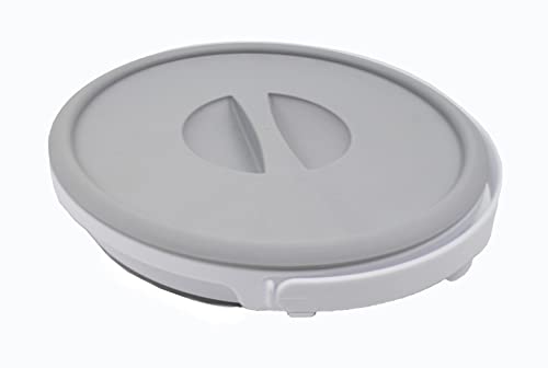 SAMMART 5.5L (1.4 Gallon) Collapsible Plastic Bucket with Lid - Foldable Round Tub with Lid - Portable Fishing Water Pail - Space Saving Outdoor Waterpot. (White/Grey, 1) - color: White/Grey