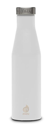 MIZU - S6 Slim Series Water Bottle | 19 oz. Double Wall Stainless Steel Vacuum Insulated | Narrow Mouth with Leak Proof Cap | Multiple Colors | BPA Free - color: White