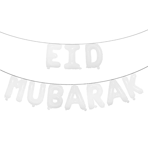 16inch Rose Gold Eid MUBARAK Foil Balloons Party Decoration Supplies Ramadan Decoration Gold EID Balloons For Muslim EID Ballon (EID White) - color: Eid White