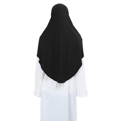 Instant Hijab 여성용 무슬림 부드럽고 신축성 있는 기도 히잡 이슬람 두바이 중동 단색 헤드스카프 - color: 블랙.