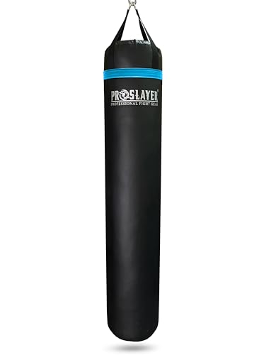 6ft Tall 150lb Muay Thai Kickboxing Boxing MMA Heavy Bag UNFILLED - Made in USA - color: Black/Light Blue