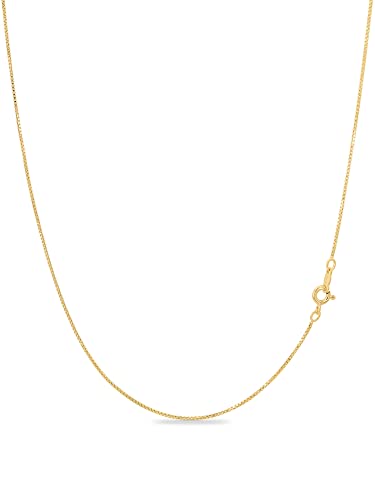 KEZEF 18K Gold Plated 925 Sterling Silver Box Chain Necklace for Women, 1mm Thin & Sturdy Italian Chain Necklace, Rose Gold & Silver Available, 15/16/18/20/22/24/30 Inch - color: Gold, size: 15 Inch