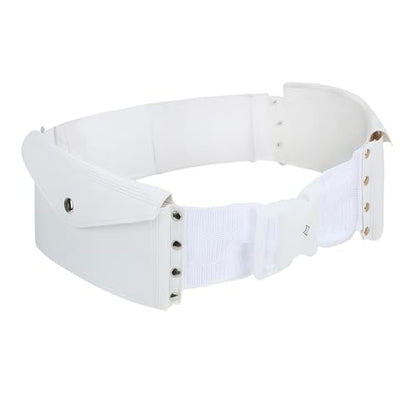 Ihram Belt for Men Hajj Umrah Adjustable Hajj Belt with Front Pockets PU Ihram Money Belt Waist Packs Anti Theft for Hajj Umrah, Fits Up to 50” Waist, White