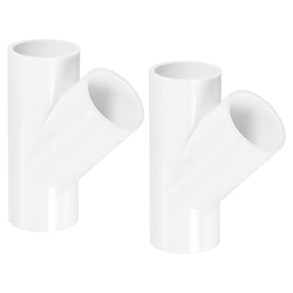PATIKIL 25mm PVC Pipe Fittings, 2 Pack 3 Way 45 Degree Angle Water Tubing Joint Connectors Adapters for Garden Irrigation Home Aquarium - size: 25mm