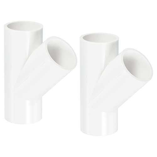 PATIKIL 25mm PVC Pipe Fittings, 2 Pack 3 Way 45 Degree Angle Water Tubing Joint Connectors Adapters for Garden Irrigation Home Aquarium - size: 25mm