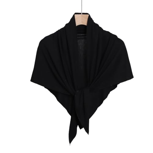 Soft Modal Lightweight Triangle Scarf Shawls Hijab for Muslim Ramadan Women Turban Headwrap Scarves - color: Black