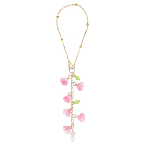 Pink Lily of The Valley Flower Car Hanging Ornament Sun Catcher Rearview Mirror Charm with Glass Pendant Cute Ornament Gift Hanging Accessories for Bag Window Car Mirror Garden - color: Pink