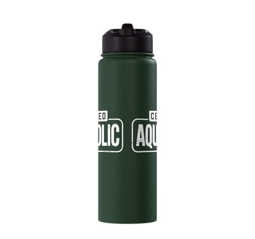 Aquarium Lover Fishkeeping Aquascape Aquarist Stainless Steel Insulated Water Bottle - color: Dark Green