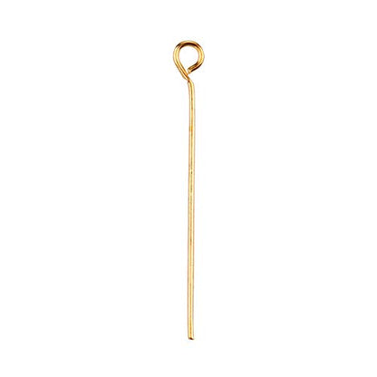 BEADIA Open Eye Pins Gold Head Pins for DIY Jewelry Making 30mm 300pcs - color: Gold, size: 30mm