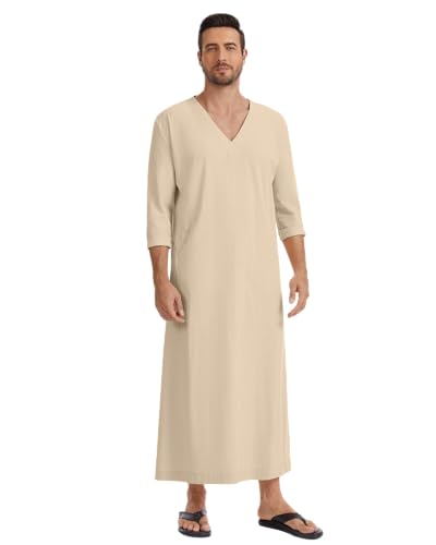 YAOHUOLE Arabic Thobe for Men Islamic Clothing Mens Kaftan Thobe - color: Khaki, size: XX-Large