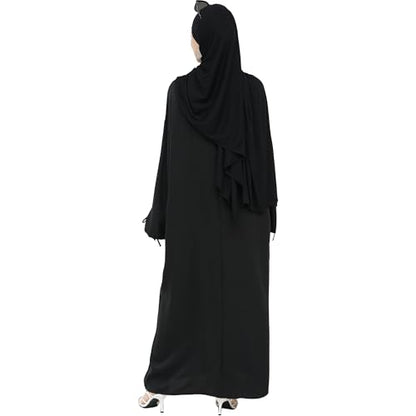Women 1PC Abaya Dress Simple Kaftan Eid Dress for Women Muslim Casual Robe Fashion Jilbab Dubai Travel Outfits - color: Black, size: Medium
