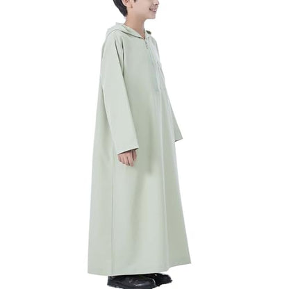 Xiaojmake Dubai Abaya Thobe Elegant Ramadan for Boys Zip Arabic Prayer Clothes with Pockets Islamic Muslim Outfits 3-15Y - color: Green, size: 4-5T