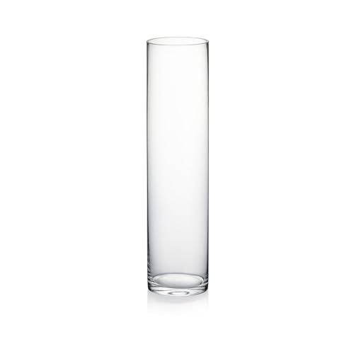 WGVI Quality Thick Weighted Tall Clear Cylinder Glass Vases, 4" W x 16" H, Flower Arrangement Floating Candle Holders Wedding Centerpieces Event Floral Container Accent Home Decor, 1 Piece - size: 4"x16"H
