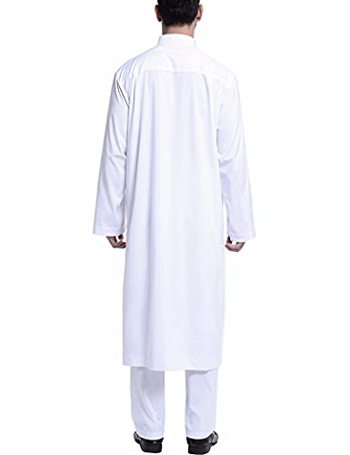 Muslim Jubba Thobe for Men,Fashion Muslim Kaftan Robes,Men Casual Buttons Long Sleeve Round Neck Jubba Thobe - size: X-Large