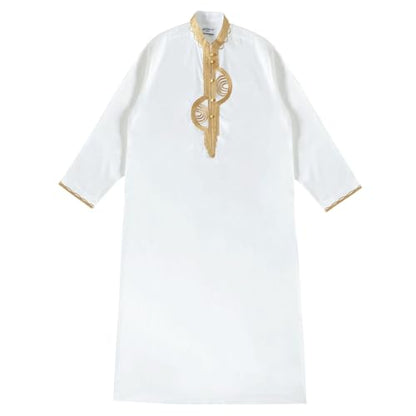 zhxinashu Thobe for Men Islam Long Sleeve Mens Kaftan Thobe Muslim Men Clothing - color: White, size: XX-Large