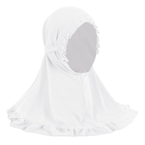 GREUS 2Pcs Kids Hijab for 2-6Y Girls Muslim Headscarf One Piece Hijabs Khimar Islam Arab Scarf Turban Bandana Hat Head Wrap - color: Set D (Black + White)