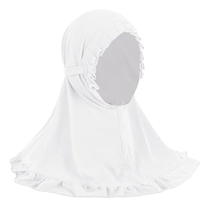 GREUS 2Pcs Kids Hijab for 2-6Y Girls Muslim Headscarf One Piece Hijabs Khimar Islam Arab Scarf Turban Bandana Hat Head Wrap - color: Set D (Black + White)