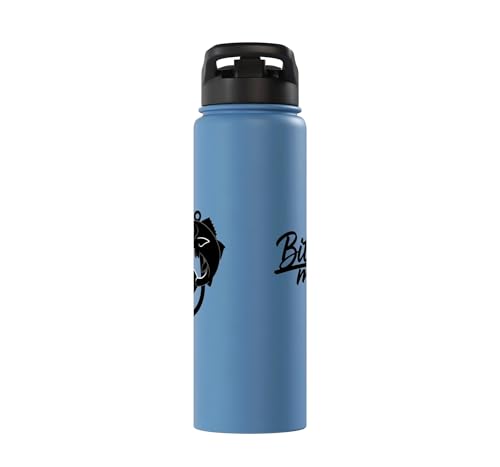 Bite Me Fishing Hook Funny Angler Fish Graphic Stainless Steel Insulated Water Bottle - color: Light Blue