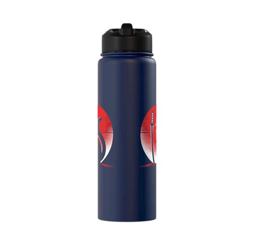 Japanese Cats Lovers Retro Cool Fighting Ninja Cat Fighter Stainless Steel Insulated Water Bottle - color: Navy Blue