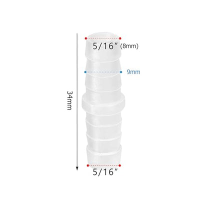 Quickun Plastic Hose Barb Fitting, 5/16" x 5/16" Barbed Splicer Mender Joint Adapter Union Fitting (Pack of 5) - size: 5/16 Inch