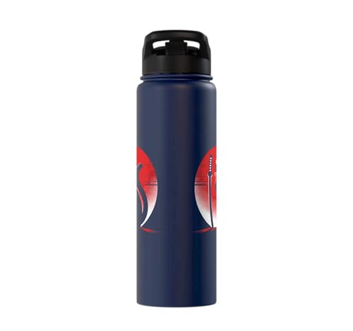 Japanese Cats Lovers Retro Cool Fighting Ninja Cat Fighter Stainless Steel Insulated Water Bottle - color: Navy Blue