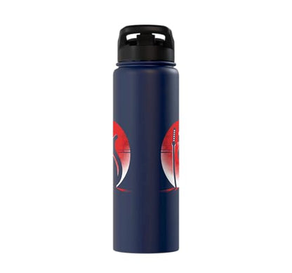 Japanese Cats Lovers Retro Cool Fighting Ninja Cat Fighter Stainless Steel Insulated Water Bottle - color: Navy Blue